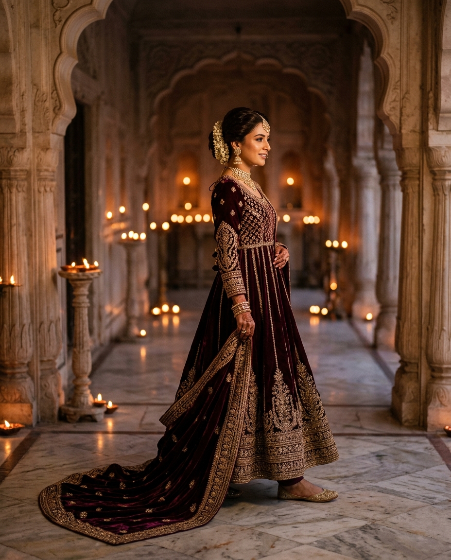 01 · Wine velvet anarkali