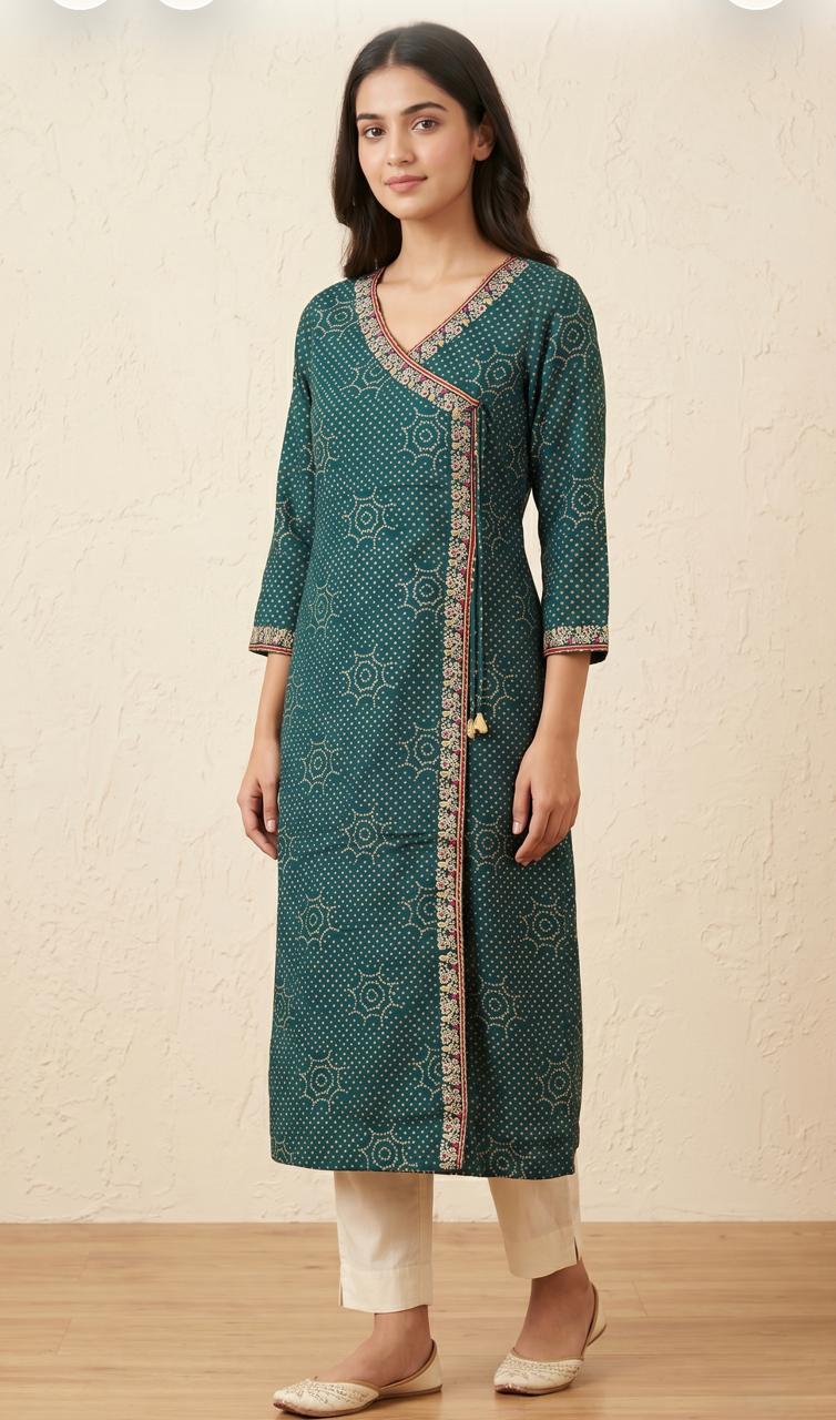 Angarkha Kurti (Mor-Pinch Color)