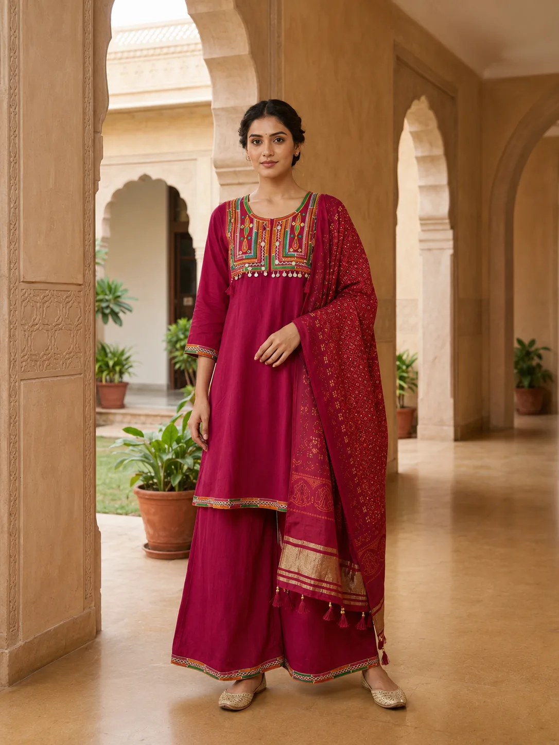 Anarkali set for women with dupatta & Full gher plazzo 