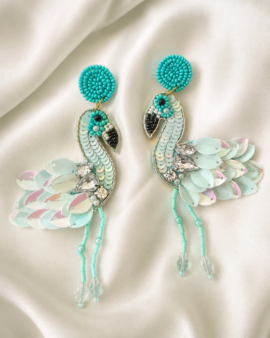Mint Flamingo Sequin Earrings