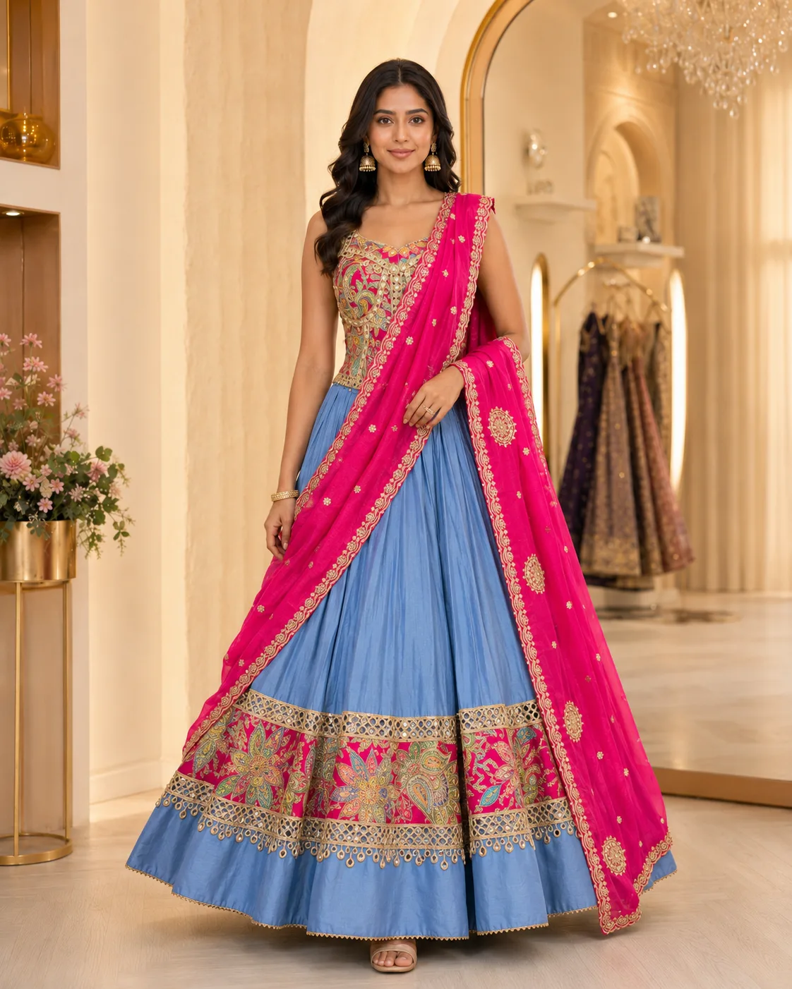 Cordset Blouse for women with lehenga & Dupatta 