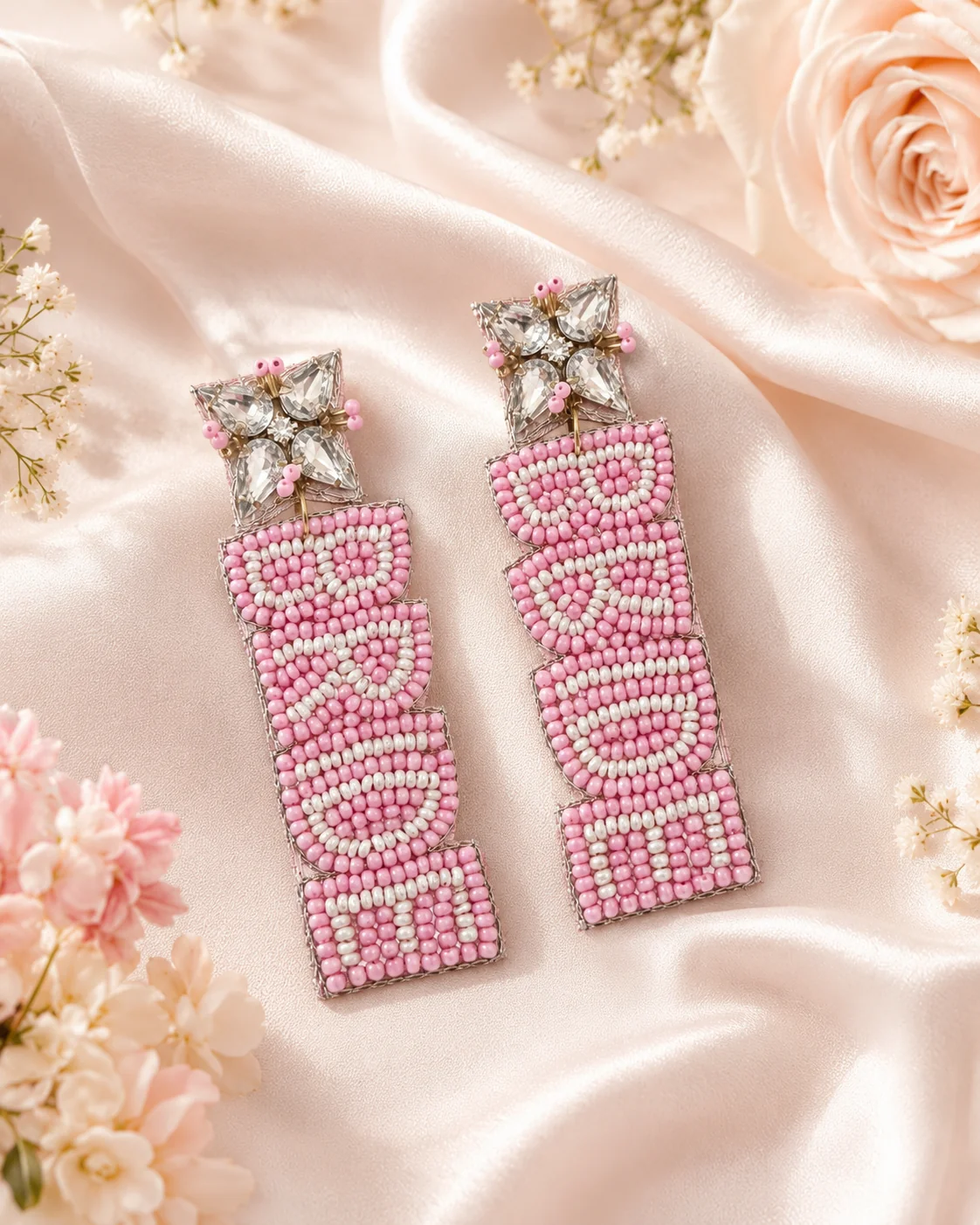 Blush Deco Crystal-Top Earrings