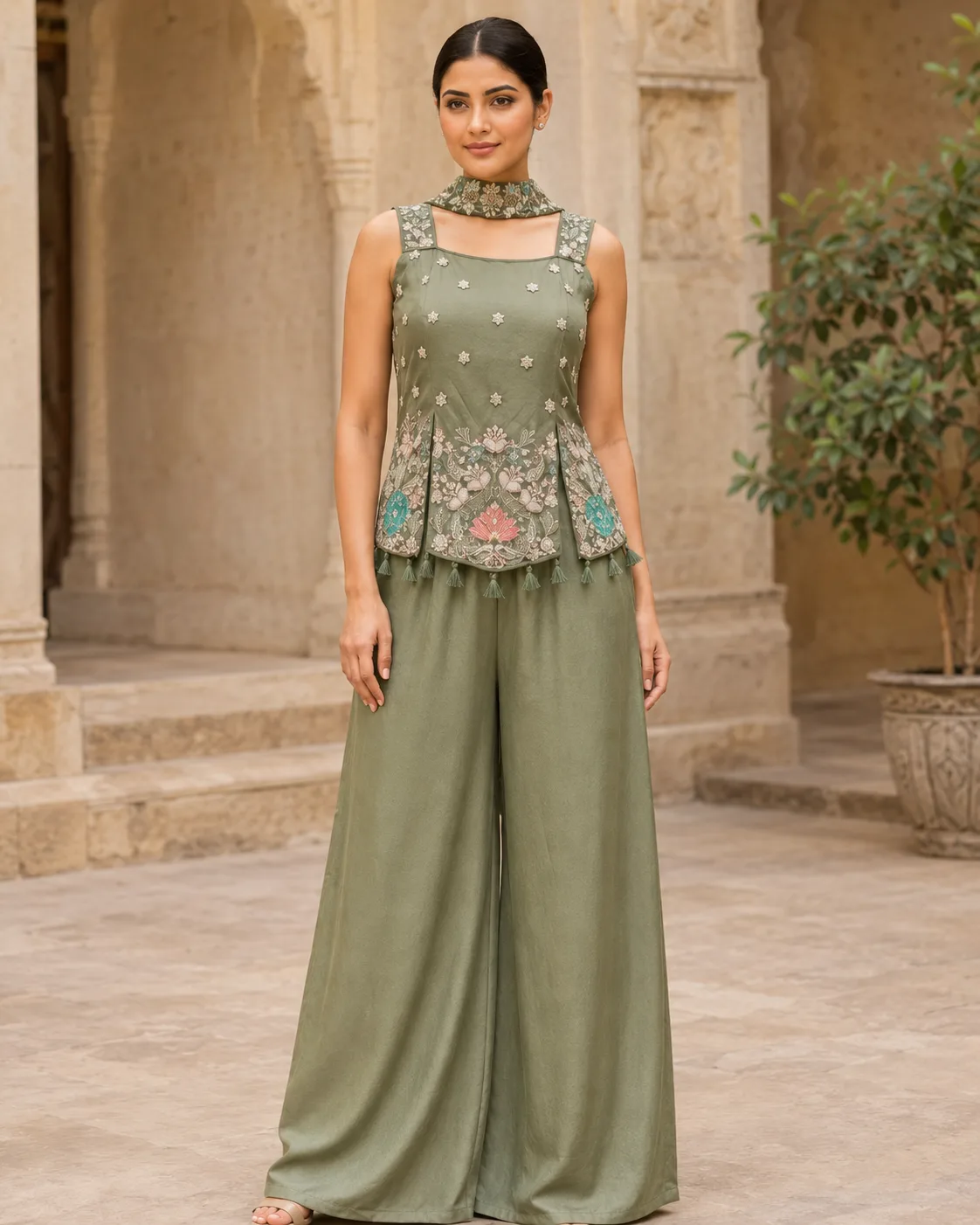 Peplum Top for women with dupatta & Plazzo 