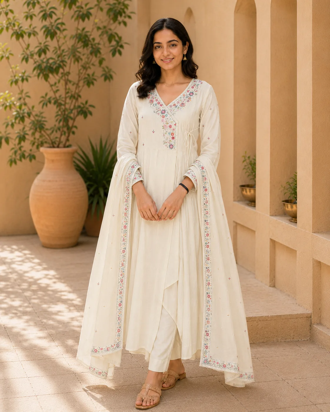 Anarkali slit kurti for women with dupatta & Pant