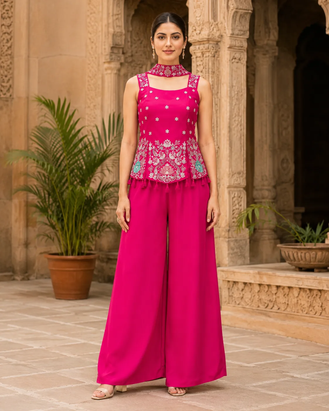 Peplum Top for women with dupatta & Plazzo 