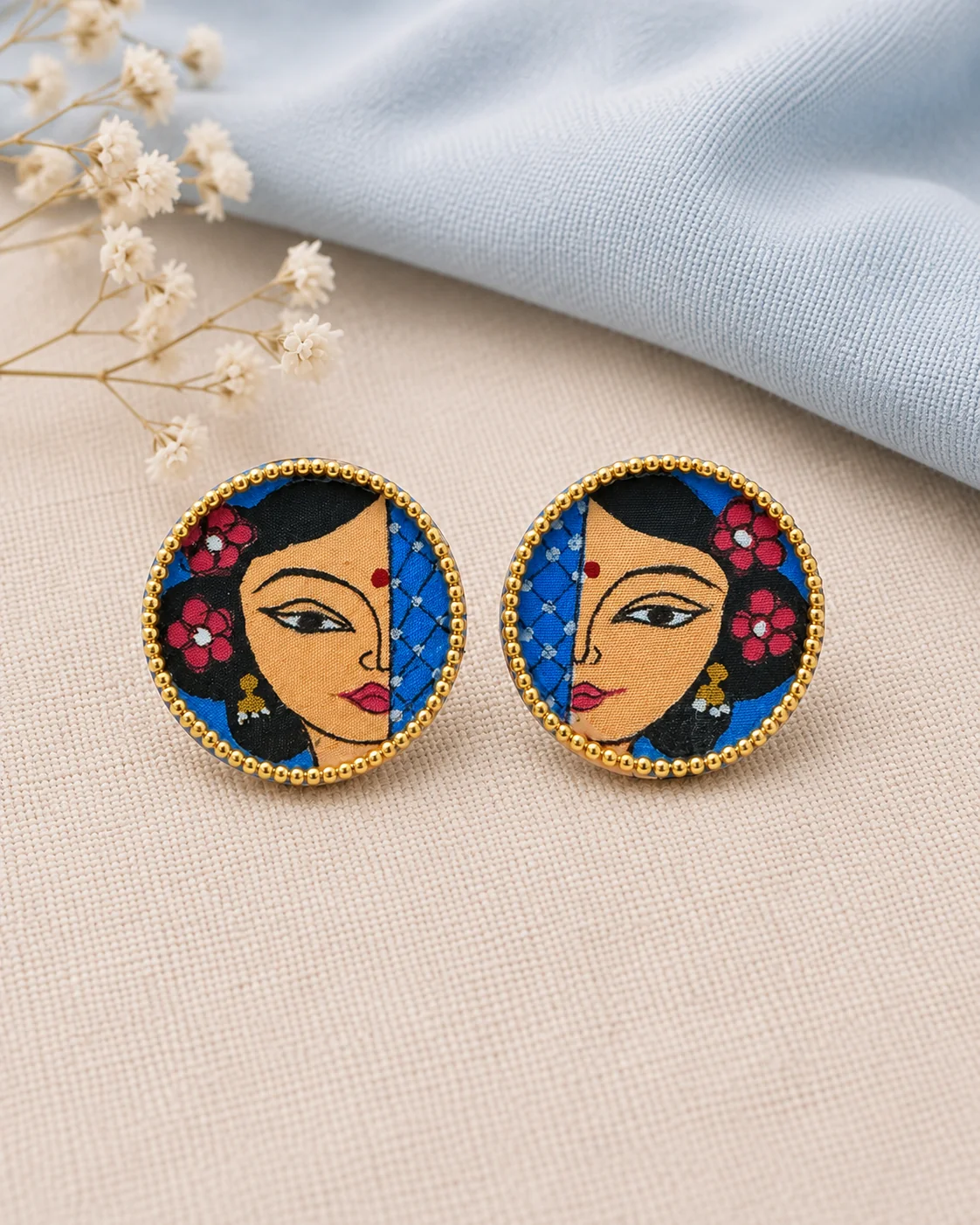 Bengal Belle Painted Fabric Studs
