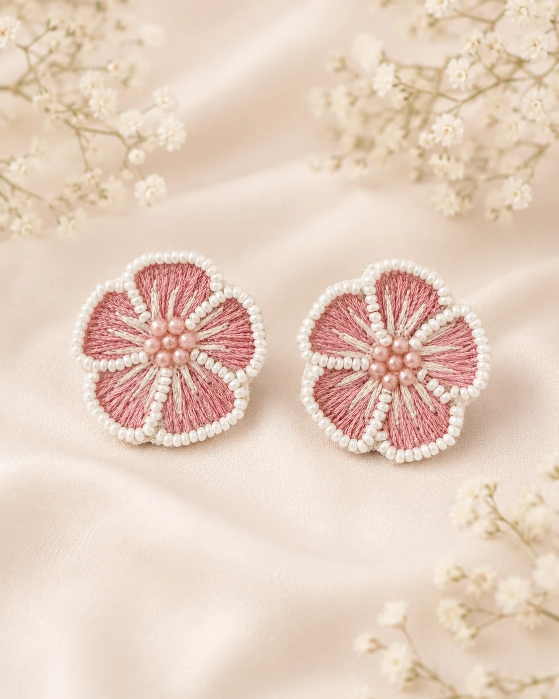 Rose Thread Poppy Studs