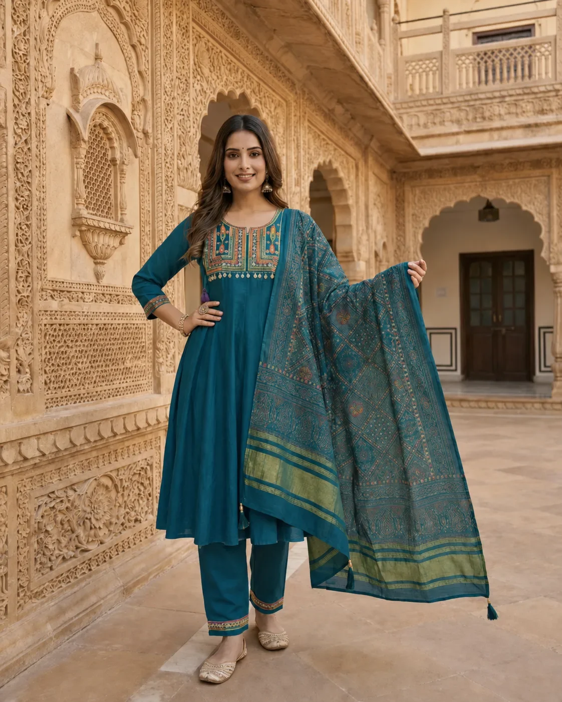 Anarkali Set for women with dupatta & Full plazzo 