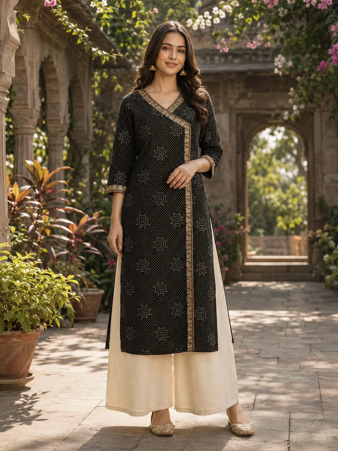 Angarkha Kurti (Black)