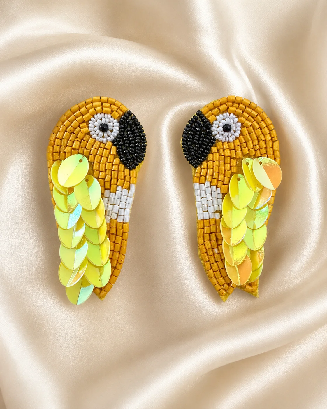 Golden Cockatoo Sequin-Wing Studs
