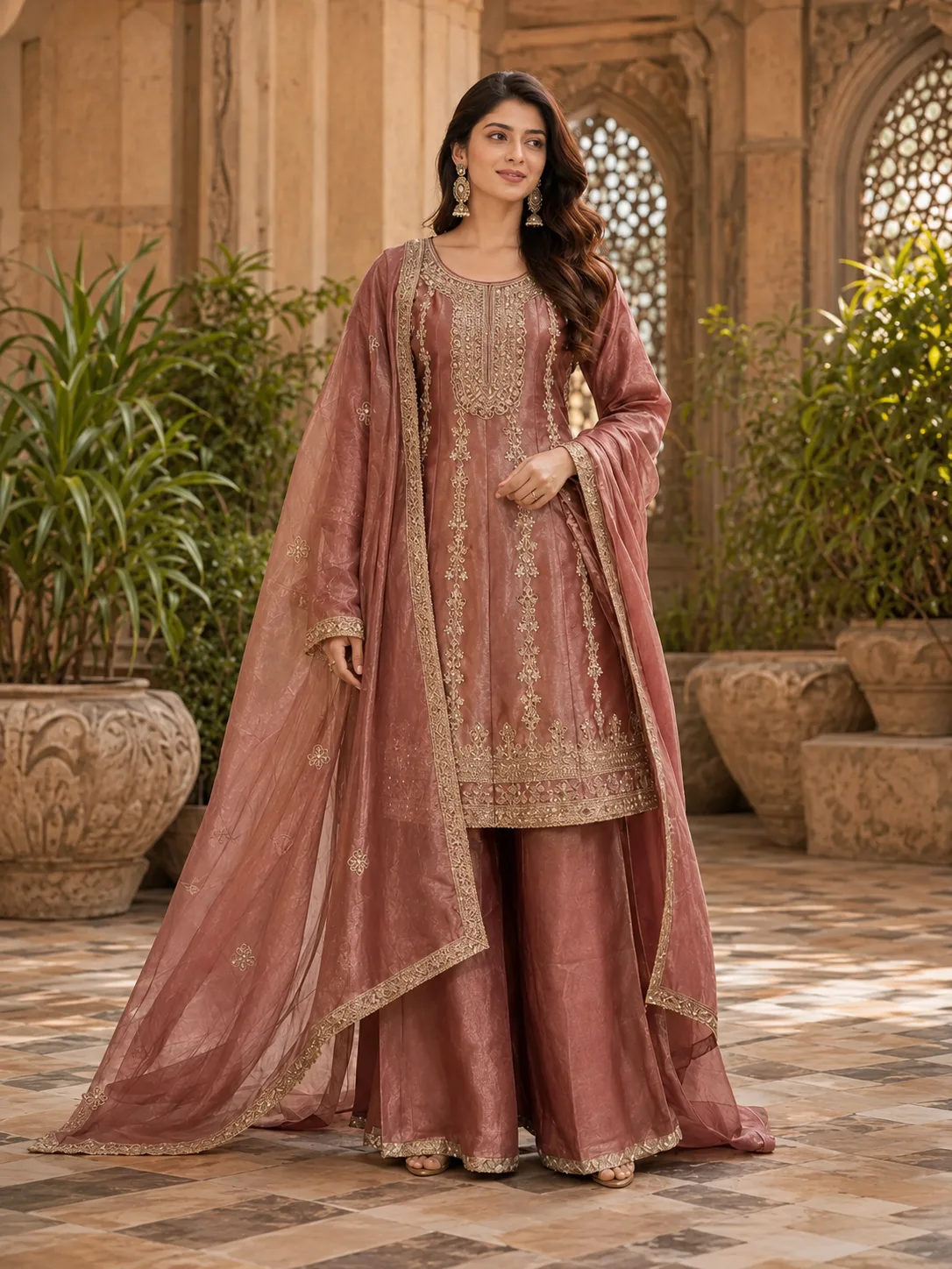 Short kurti for women with  dupatta & Plazzo 